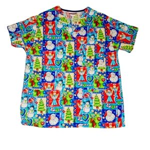 Uniform City Short Sleeved Christmas Themed Scrub Top 697